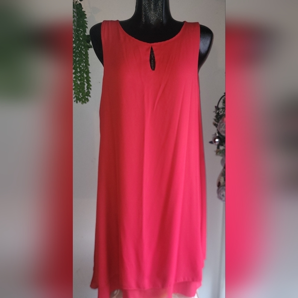Sleeveless Midi Dress in Vibrant Coral